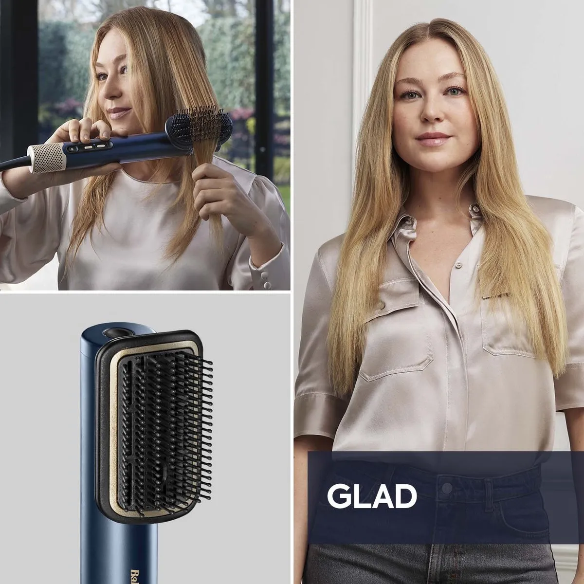 Babyliss ACAS6550PAD Gladmakende Borstel - Air Wand Accessoire - Donkerblauw/Goud