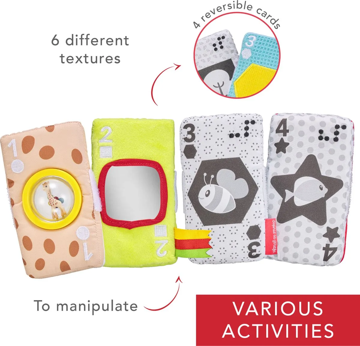 Sophie de Giraf Sensory Activiteitenkaarten - 4 Stuks - Meerkleurig