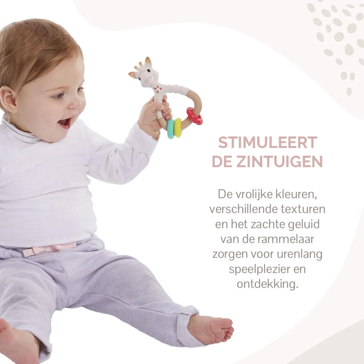 Sophie de Giraf So'Pure Natur'rings Rammelaar - 14.5x8x5cm - Meerkleurig