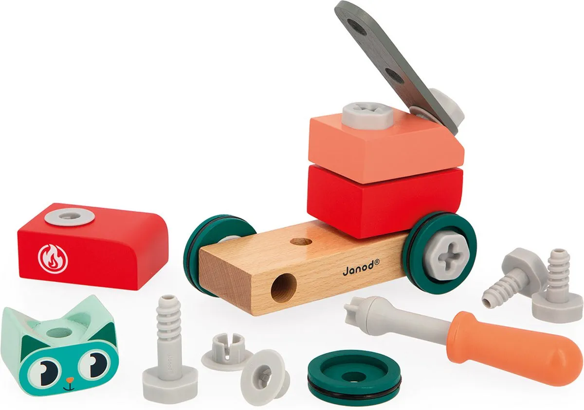 Janod Brico'Kids Kattenauto Bouwpakket - 28 Stuks - Kat - afbeelding 6 van 6