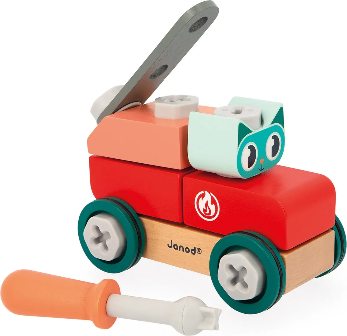 Janod Brico'Kids Kattenauto Bouwpakket - 28 Stuks - Kat