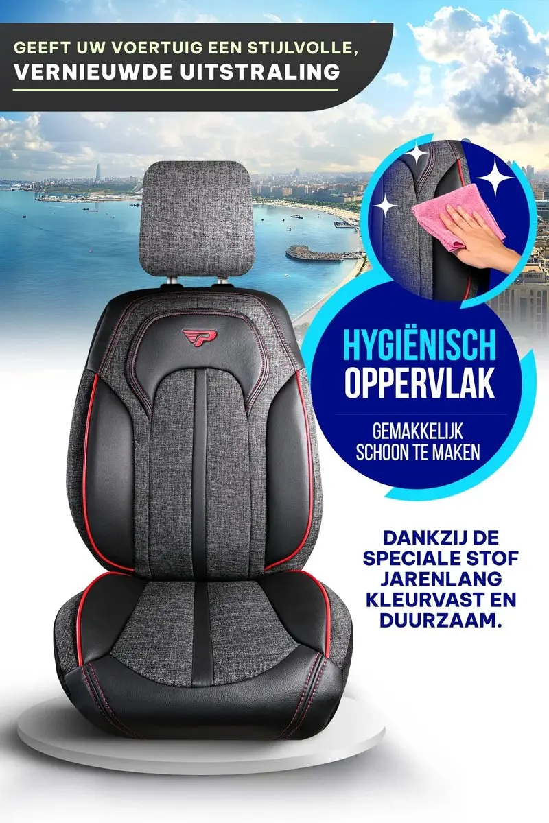 Panda Stoelhoezen Citroen C6 2006-2013 - Sevilla Antraciet/Rood