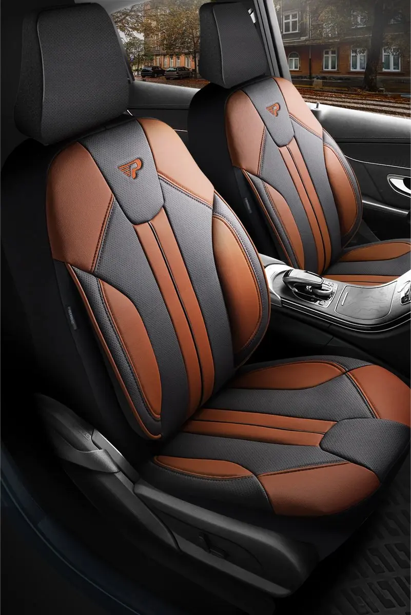 Panda Stoelhoezen Chevrolet Corvette 1997-2004 - Zwart/Cognac Leder