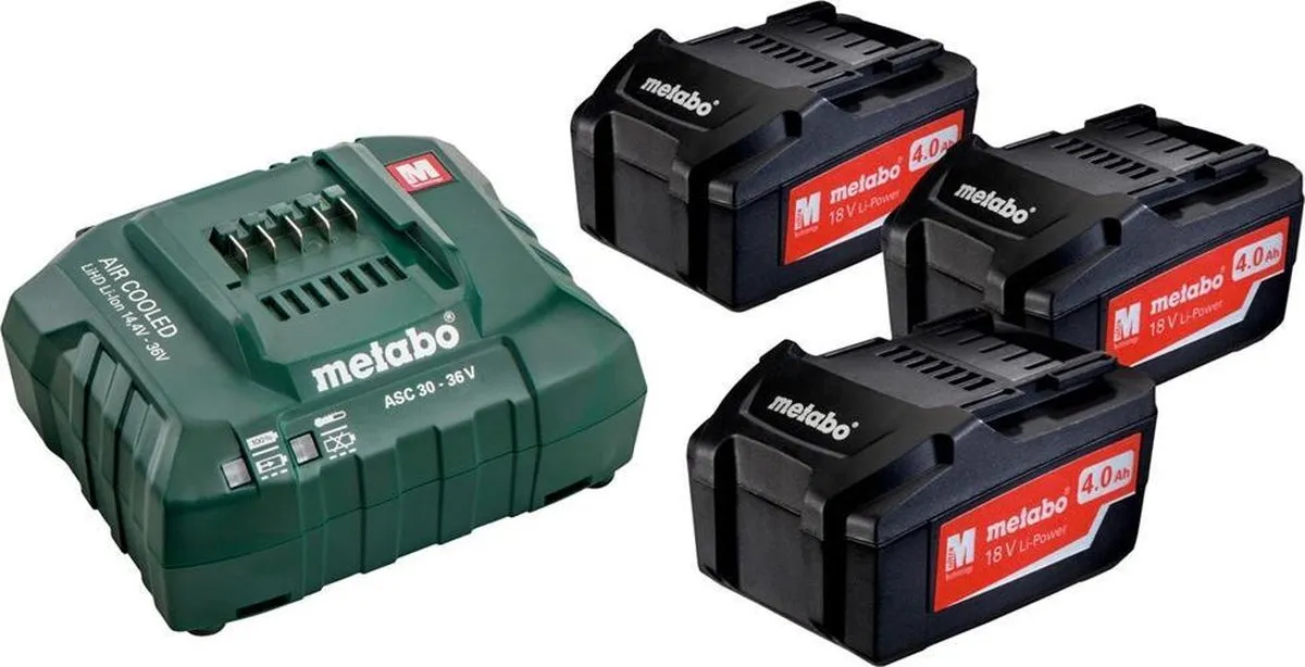 Metabo 685049000 Accu Starterset 18V - 3x 4.0Ah + Lader