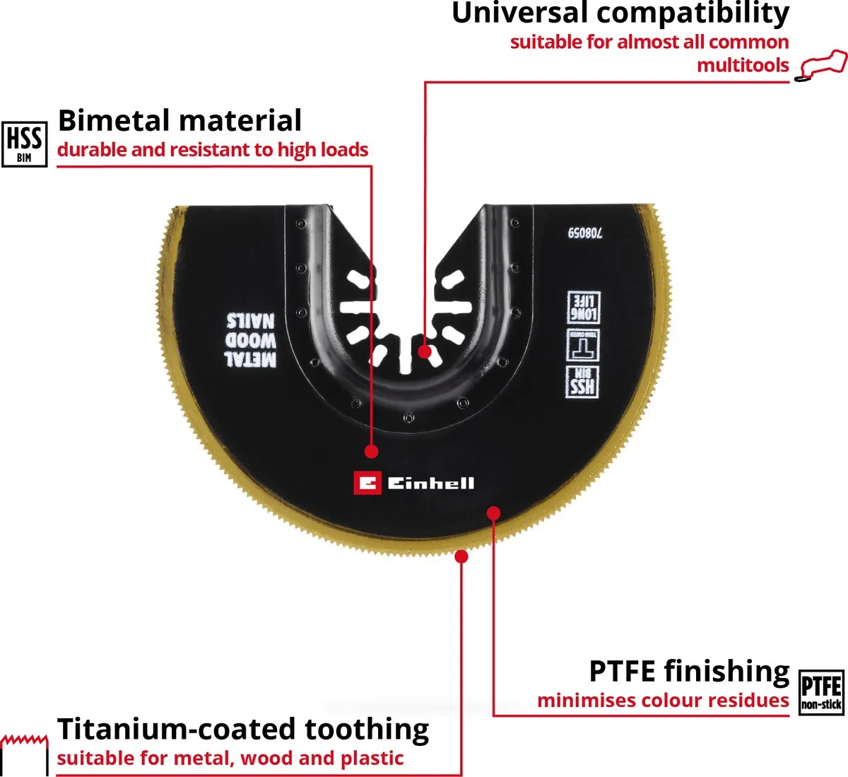 Einhell 708059 Bimetaal Invalzaagblad 100mm - Titaniumcoating