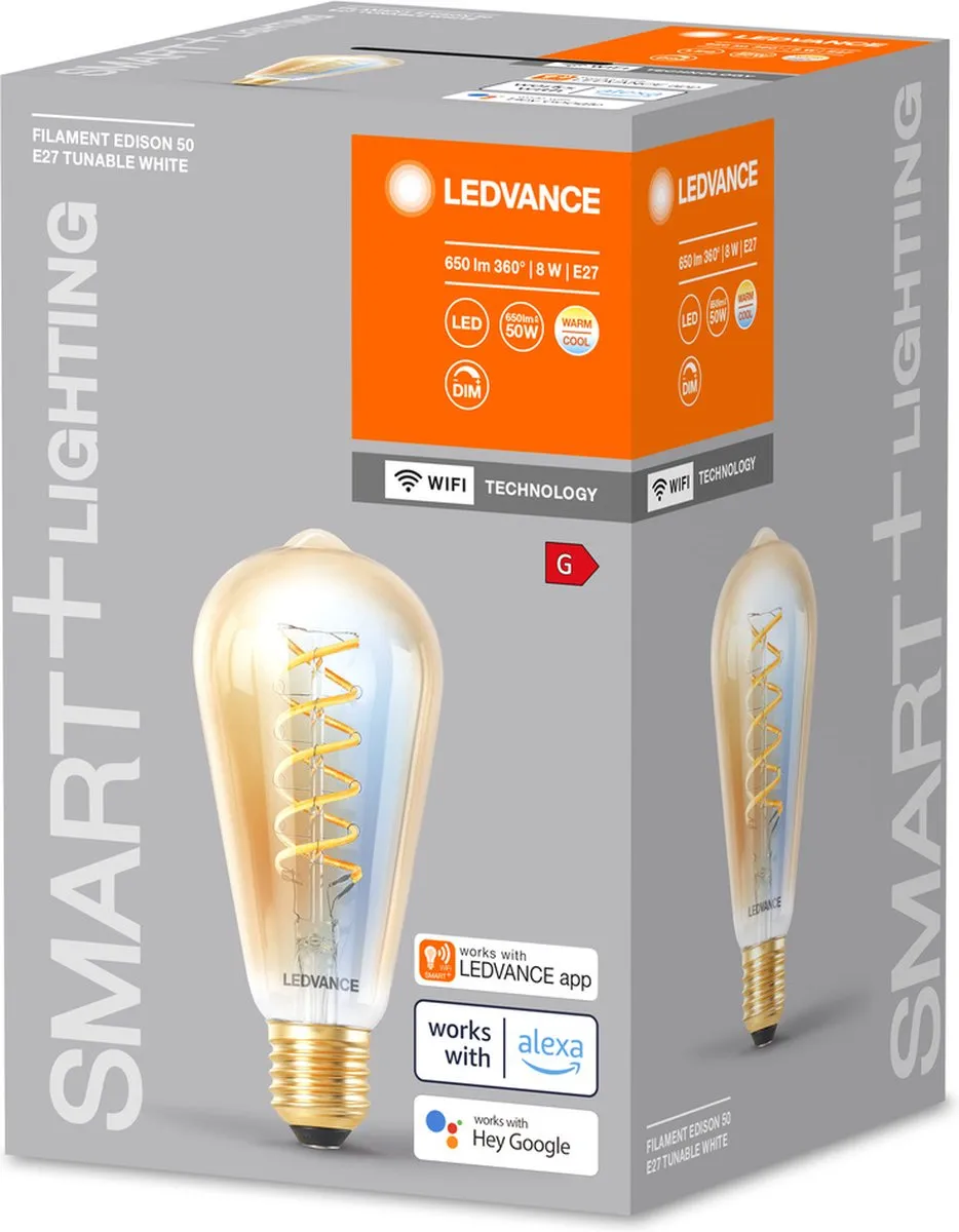 LEDVANCE SMART+ WIFI LED Lamp 8W 650lm E27 - Goud - 2200-5000K