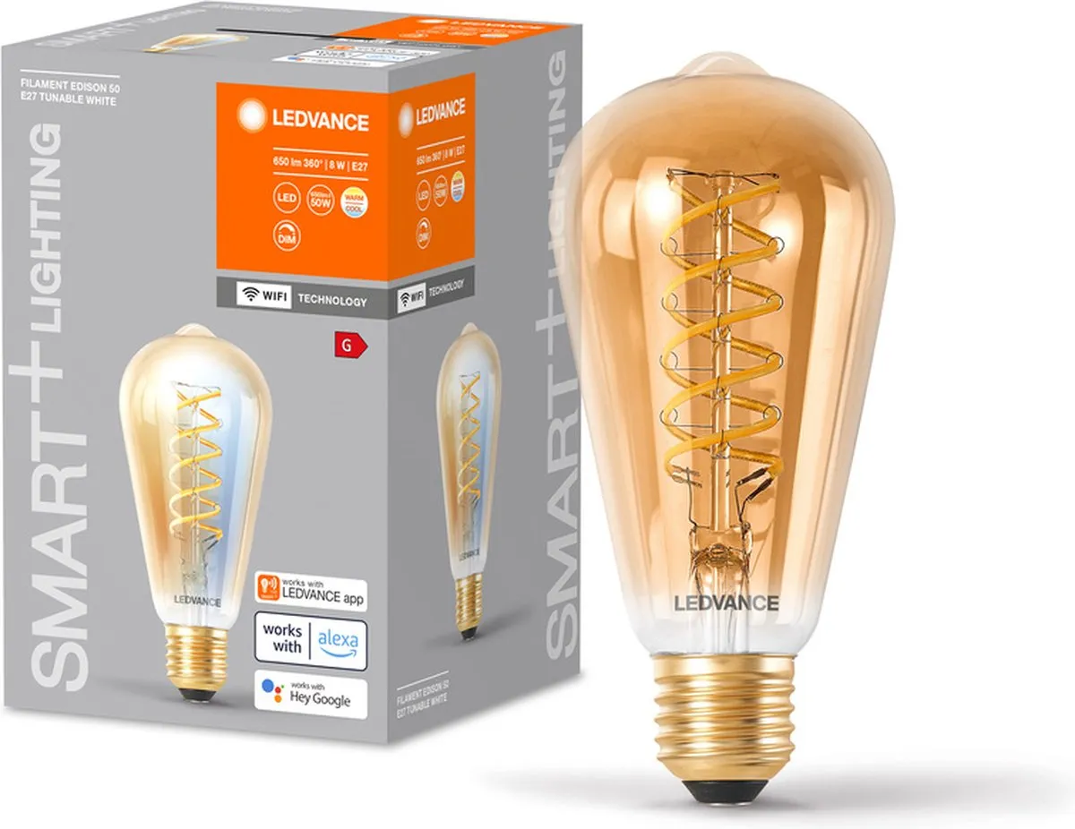 LEDVANCE SMART+ WIFI LED Lamp 8W 650lm E27 - Goud - 2200-5000K