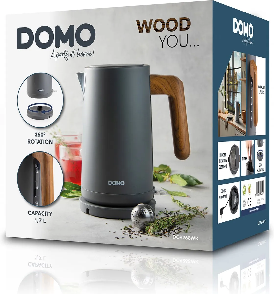 Domo DO9268WK Waterkoker 1,7L - Matgrijs - afbeelding 6 van 6