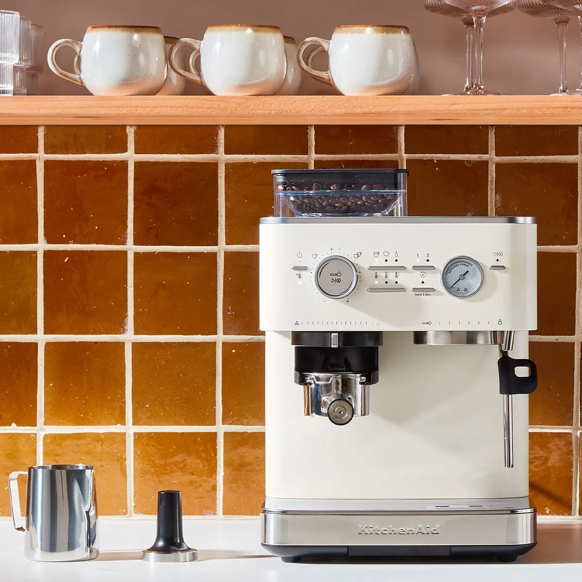 KitchenAid 5KES6551ESX Halfautomatische Espressomachine - Porcelain White - afbeelding 4 van 6