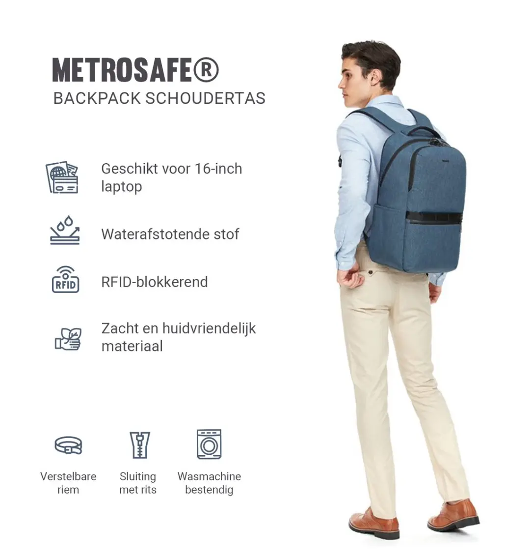 Pacsafe Metrosafe X 30645646 Rugzak 25L - RFID-blokkerend - Blauw