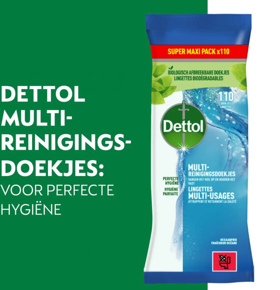 Dettol Reinigingsdoekjes Power & Fresh Ocean - 110 Stuks