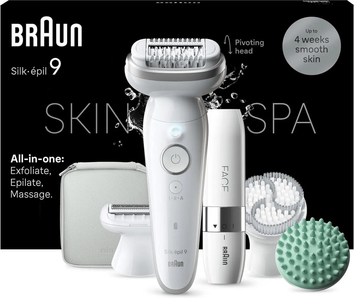 Braun Silk·épil 9 9-381 Epilator - 6 Opzetstukken - Wit/Zilver