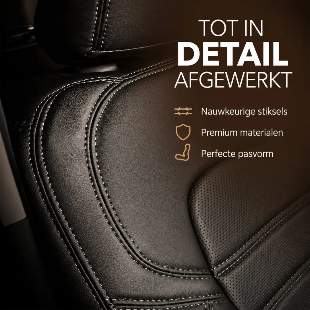 Panda Fezz Lederen Stoelhoezen Ford Transit Custom 2012-2023 - Zwart