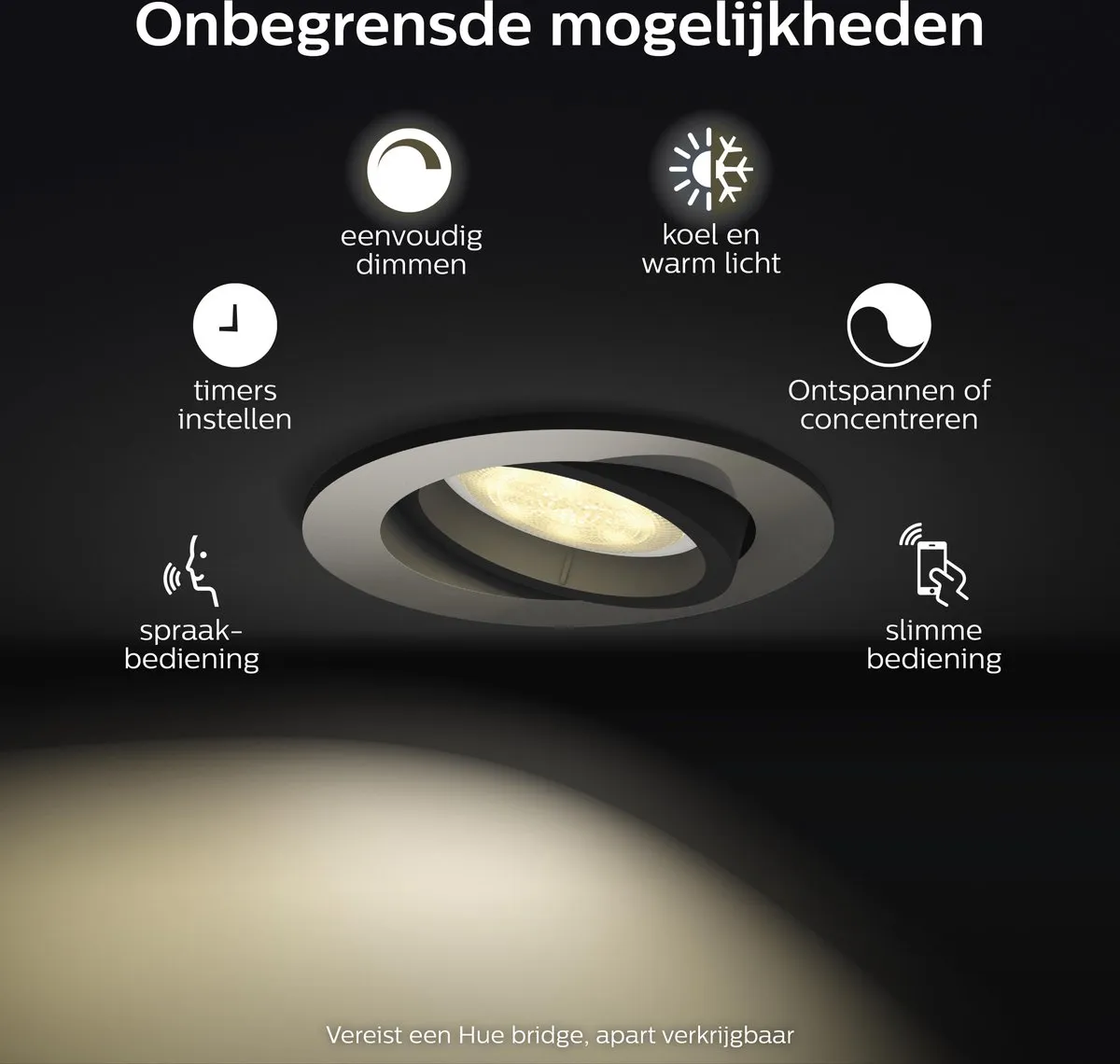 Philips Hue Milliskin Inbouwspot GU10 - Aluminium - 6W