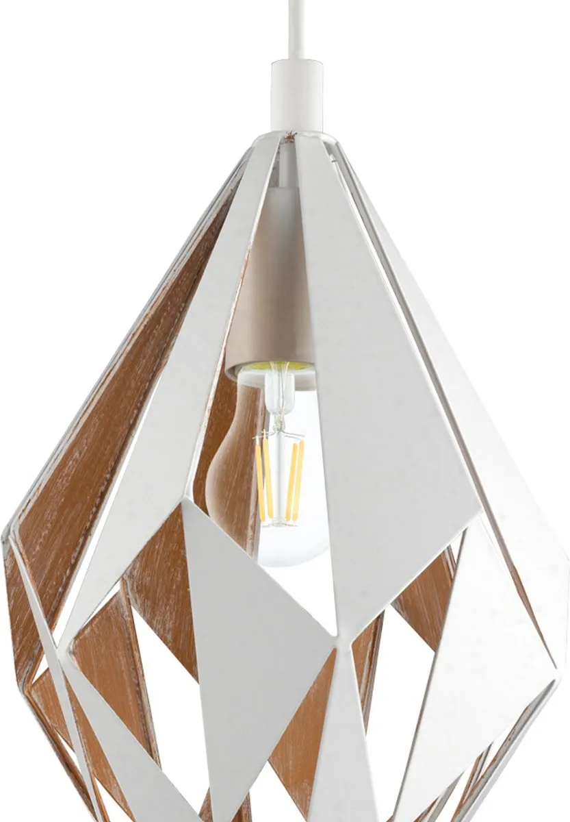Eglo Carlton 1 Hanglamp E27 - 20,5 cm - Wit/Goud