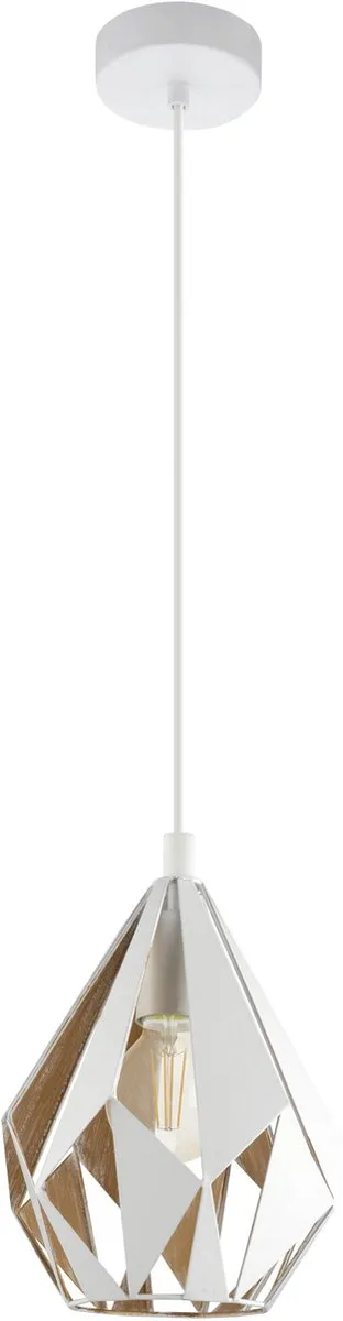Eglo Carlton 1 Hanglamp E27 - 20,5 cm - Wit/Goud