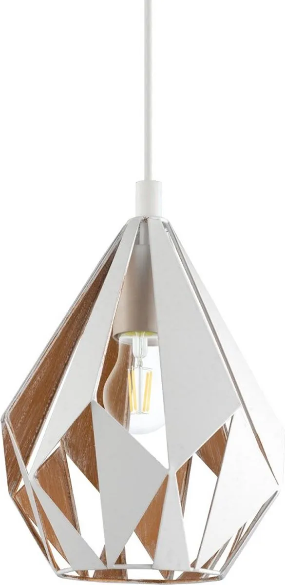 Eglo Carlton 1 Hanglamp E27 - 20,5 cm - Wit/Goud