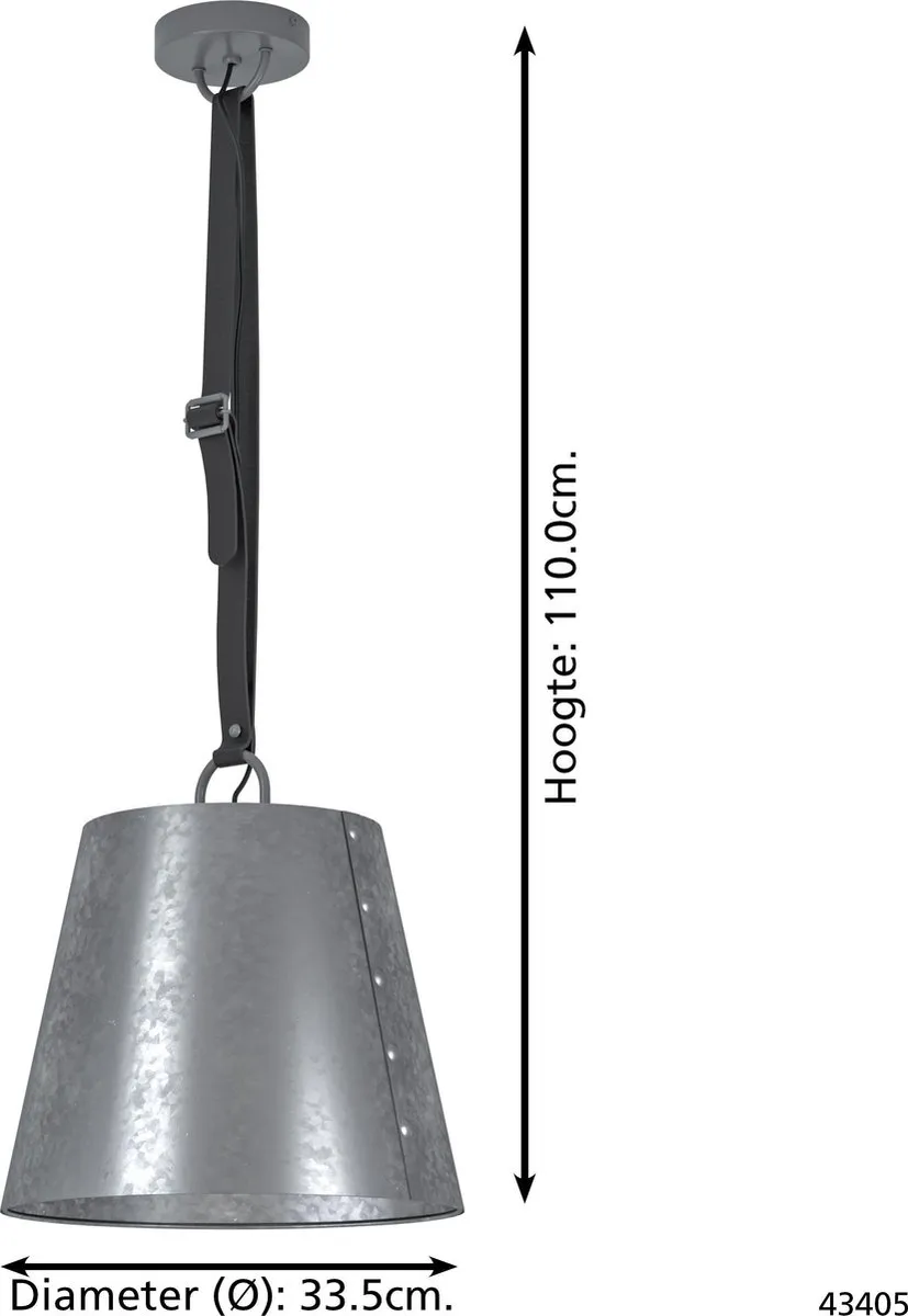 Eglo Chertsey Hanglamp E27 - Ø33,5cm - Grijs - afbeelding 6 van 6