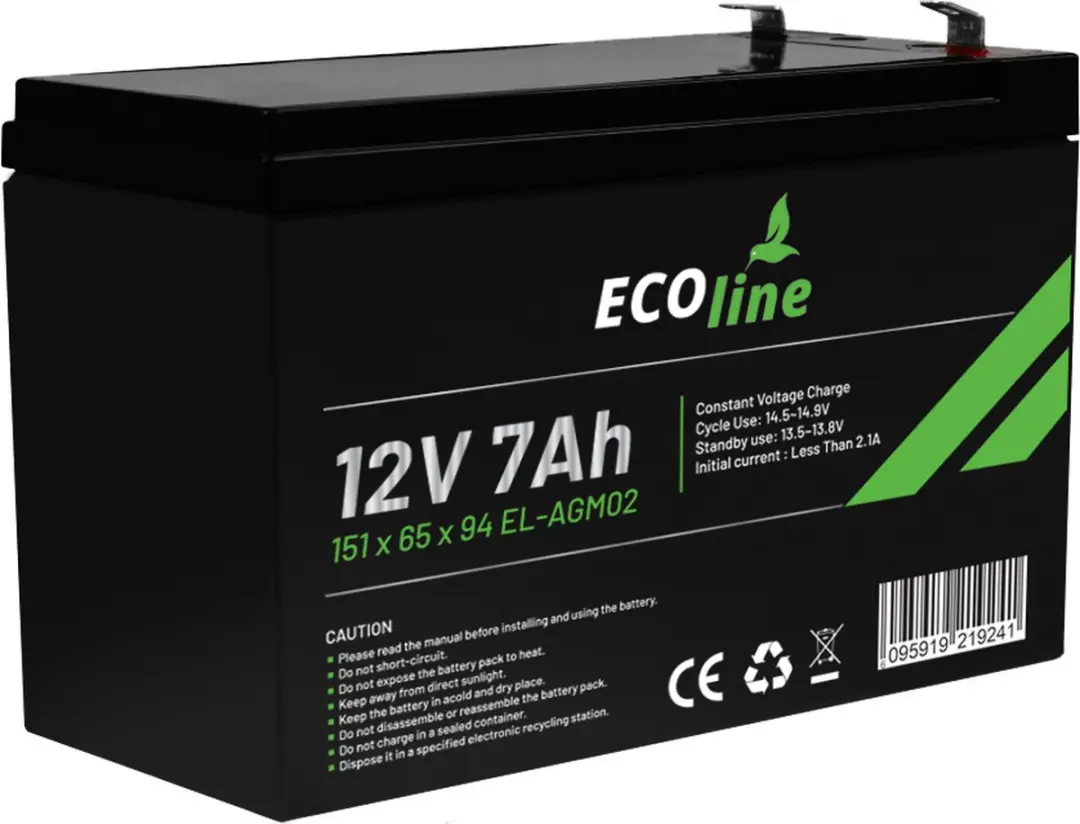 Ecoline AGM 12V 7Ah Deep Cycle Accu 7000mAh