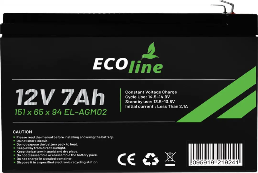 Ecoline AGM 12V 7Ah Deep Cycle Accu 7000mAh