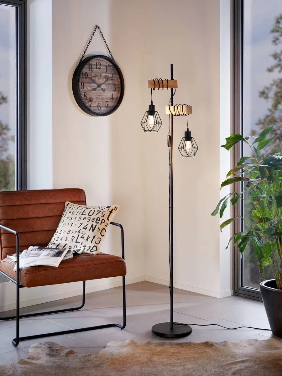 Eglo Townshend 5 Vloerlamp - 166,5 cm - Zwart/Bruin