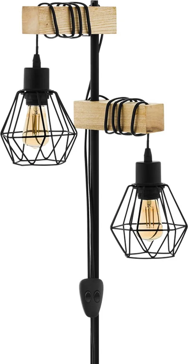 Eglo Townshend 5 Vloerlamp - 166,5 cm - Zwart/Bruin