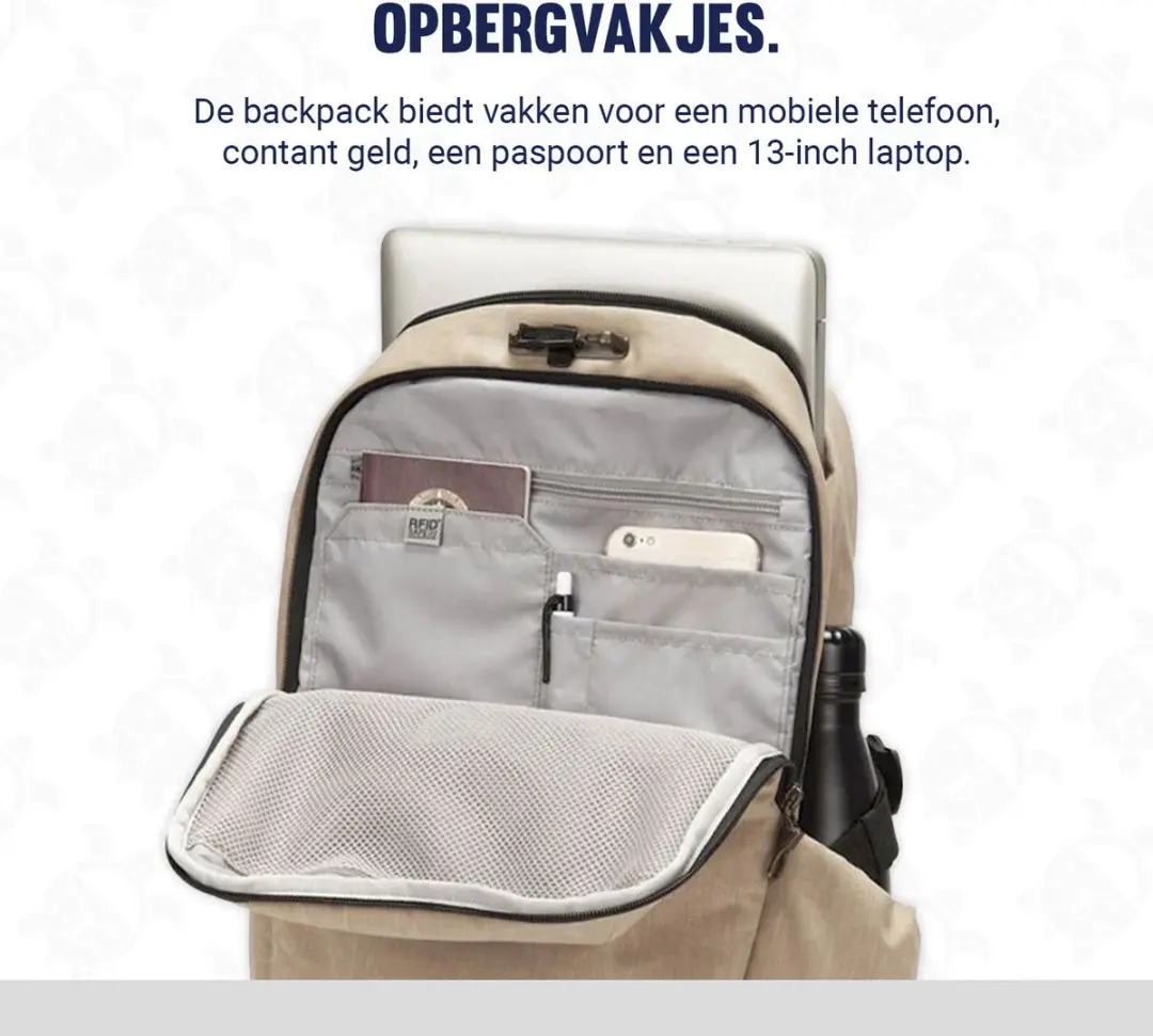 Pacsafe Vibe 25 Rugtas 25L - Beige