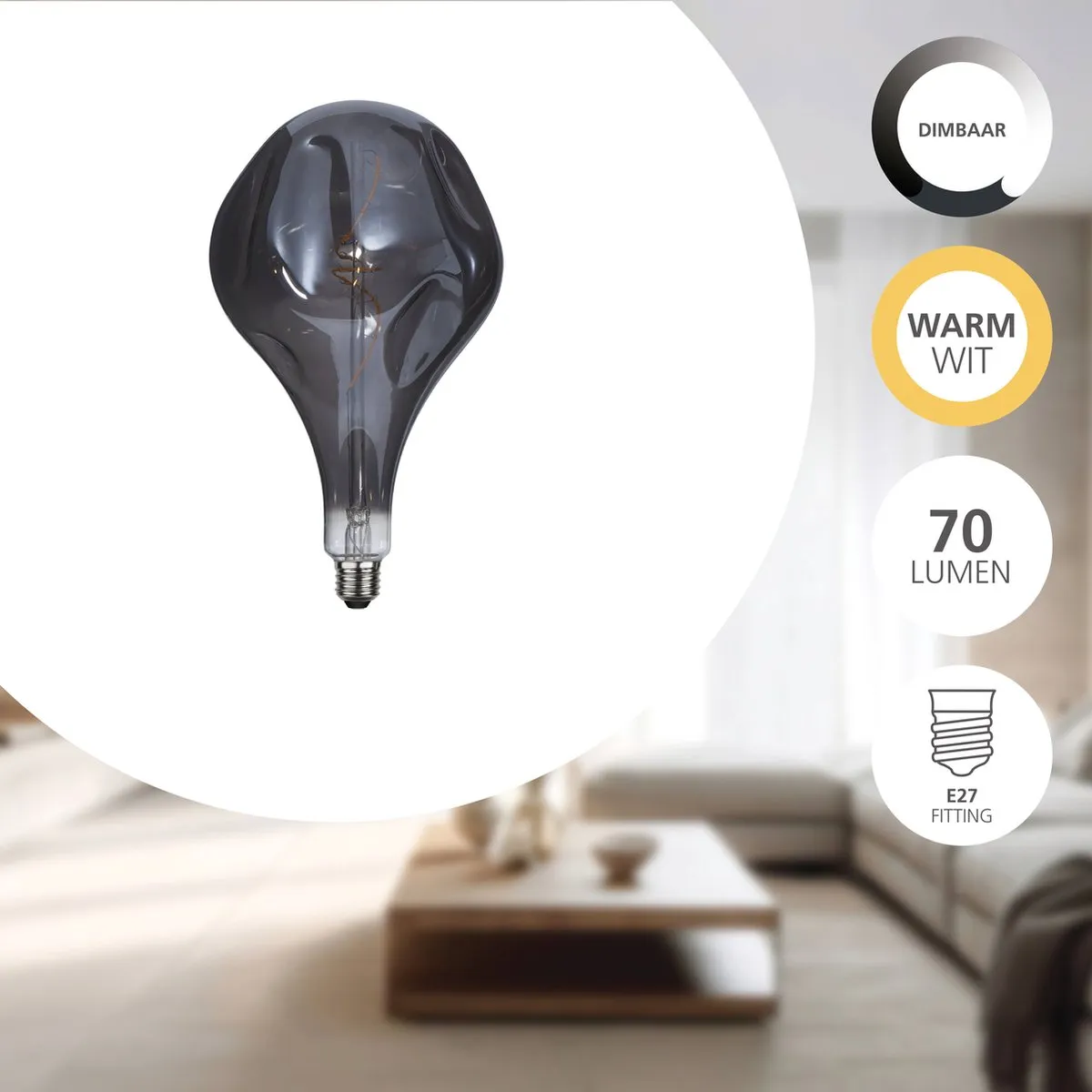 Eglo LED Lamp E27 Rookglas 1800K - Ø16,5cm