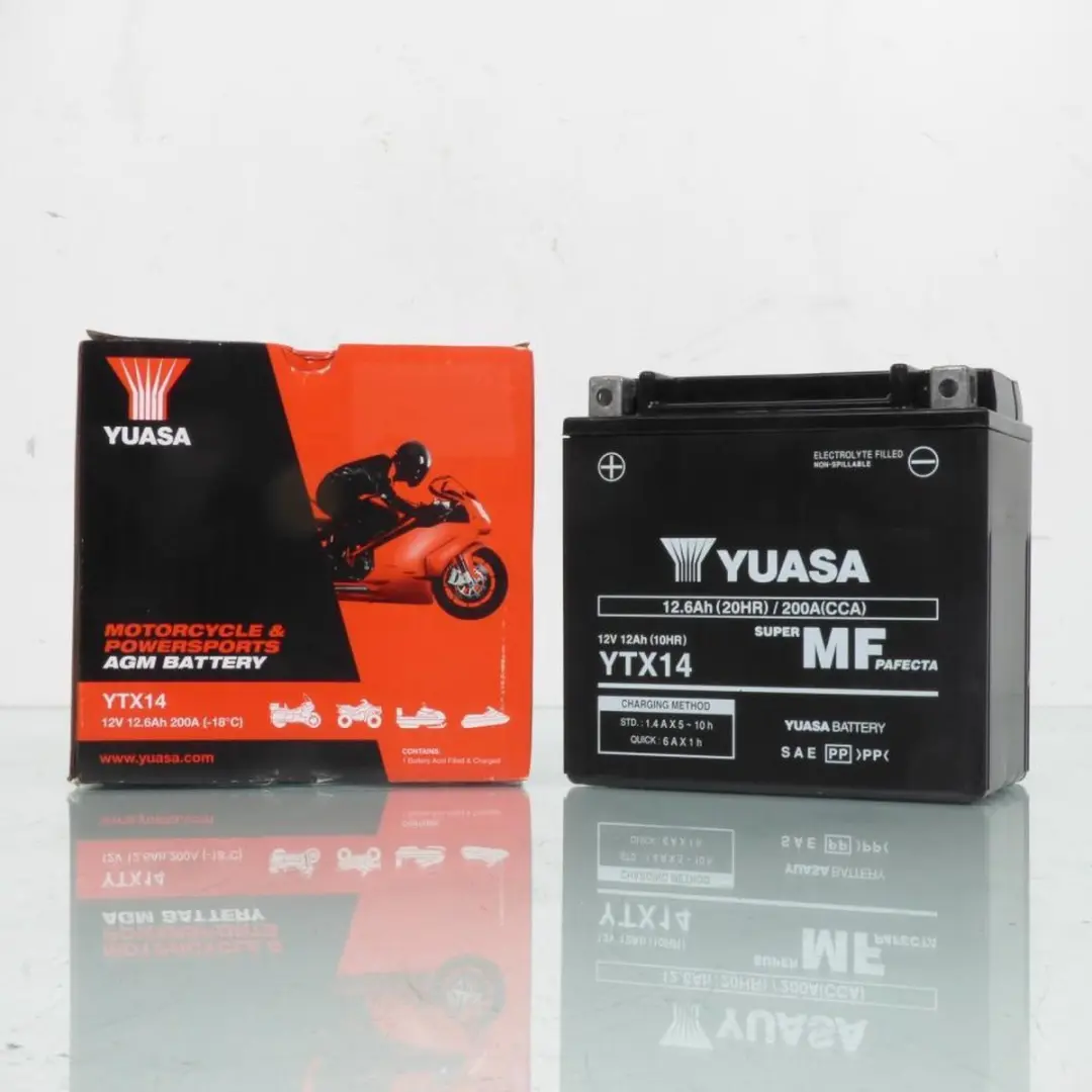 Yuasa YTX14 AGM Accu 12V 12Ah - Piaggio 300 MP3 Light Hybrid