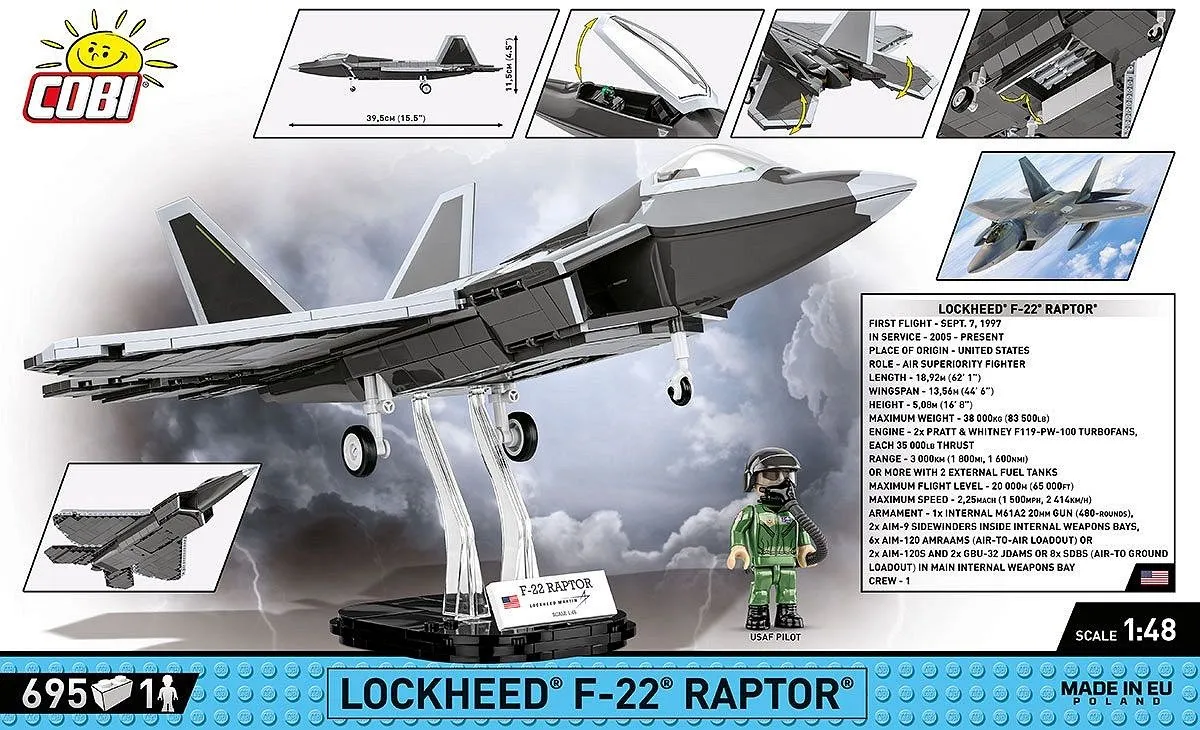Cobi Lockheed F-22 Raptor COBI-5855 - 695 Onderdelen - Meerkleurig