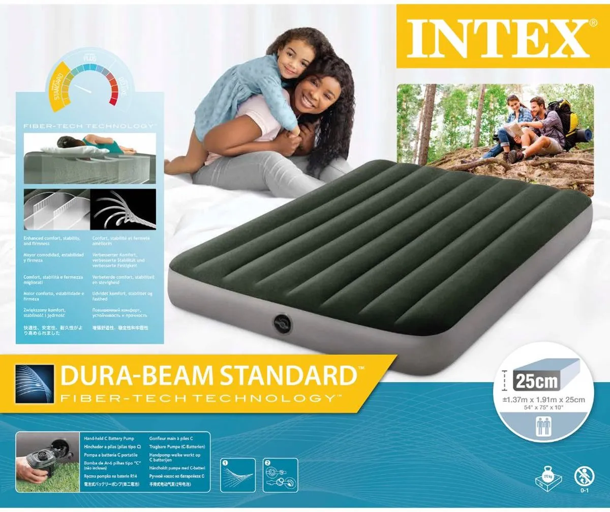 Intex Prestige Downy Luchtbed Twijfelaar 191x137x25cm - Groen
