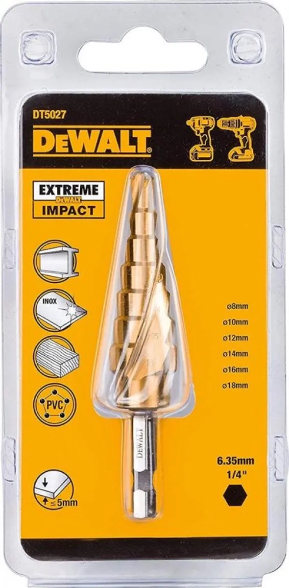 DeWalt DT5027 Impact Metaaltrappenboor 18mm