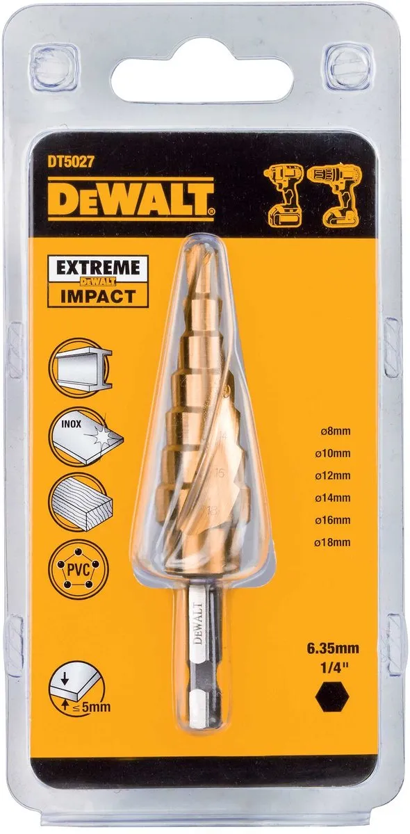 DeWalt DT5027 Impact Metaaltrappenboor 18mm