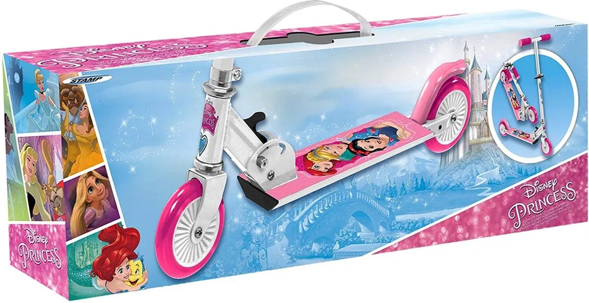 Disney Princess Inklapbare Step Wit & Roze - 2 Wielen 12.5cm