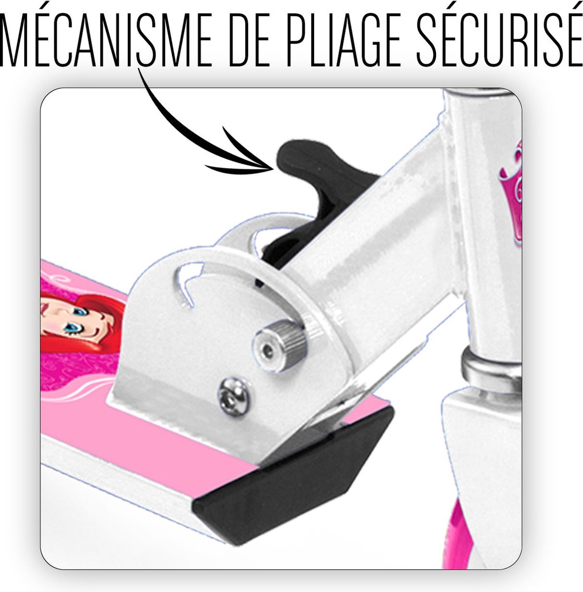 Disney Princess - Inklapbare Meisjes Step met Voetrem - Wit & Roze