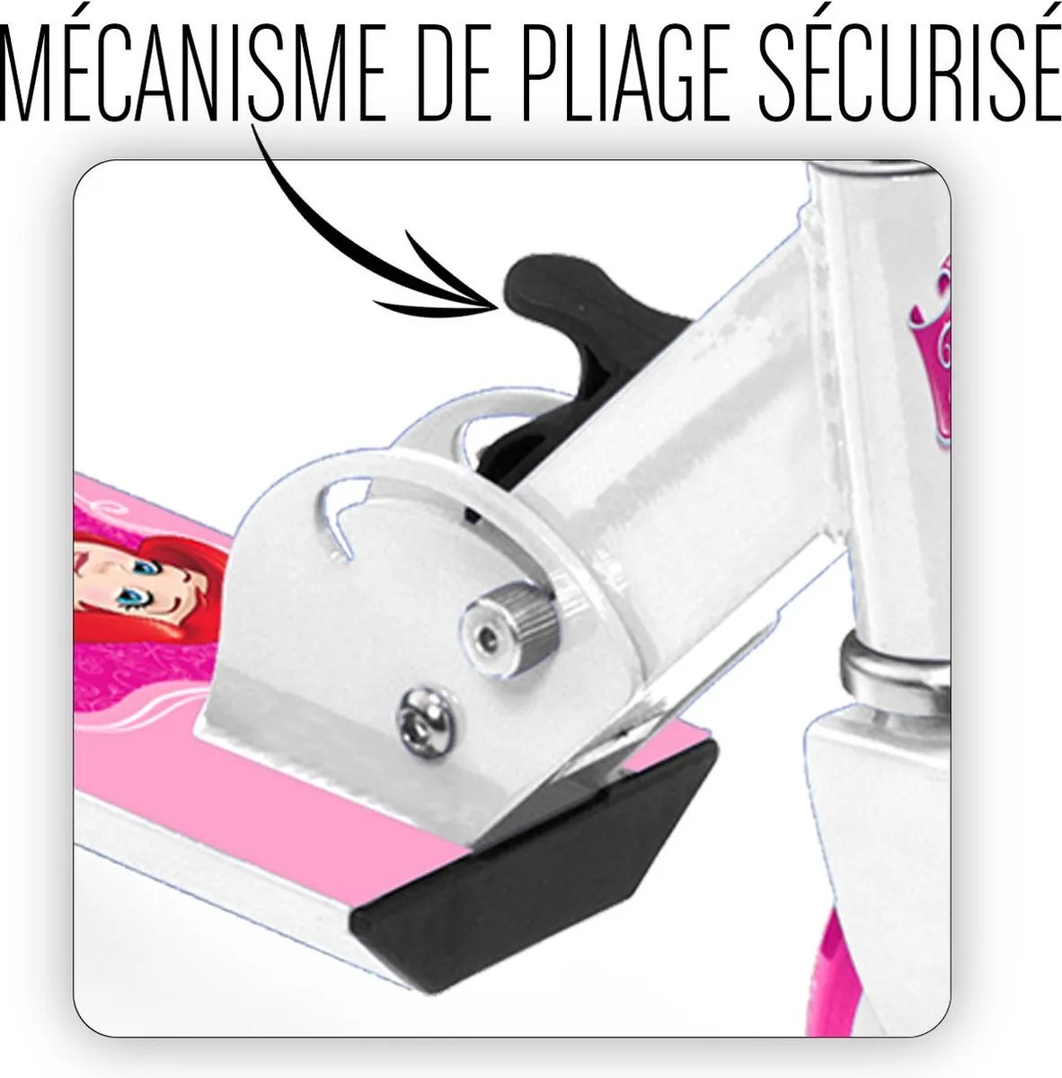 Disney Princess Inklapbare Step Wit & Roze - 2 Wielen 12.5cm