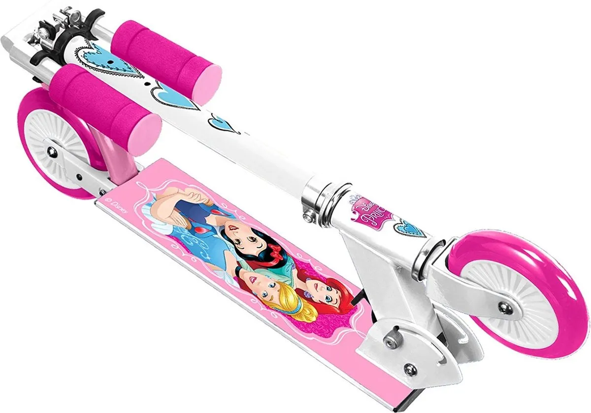 Disney Princess Inklapbare Step Wit & Roze - 2 Wielen 12.5cm