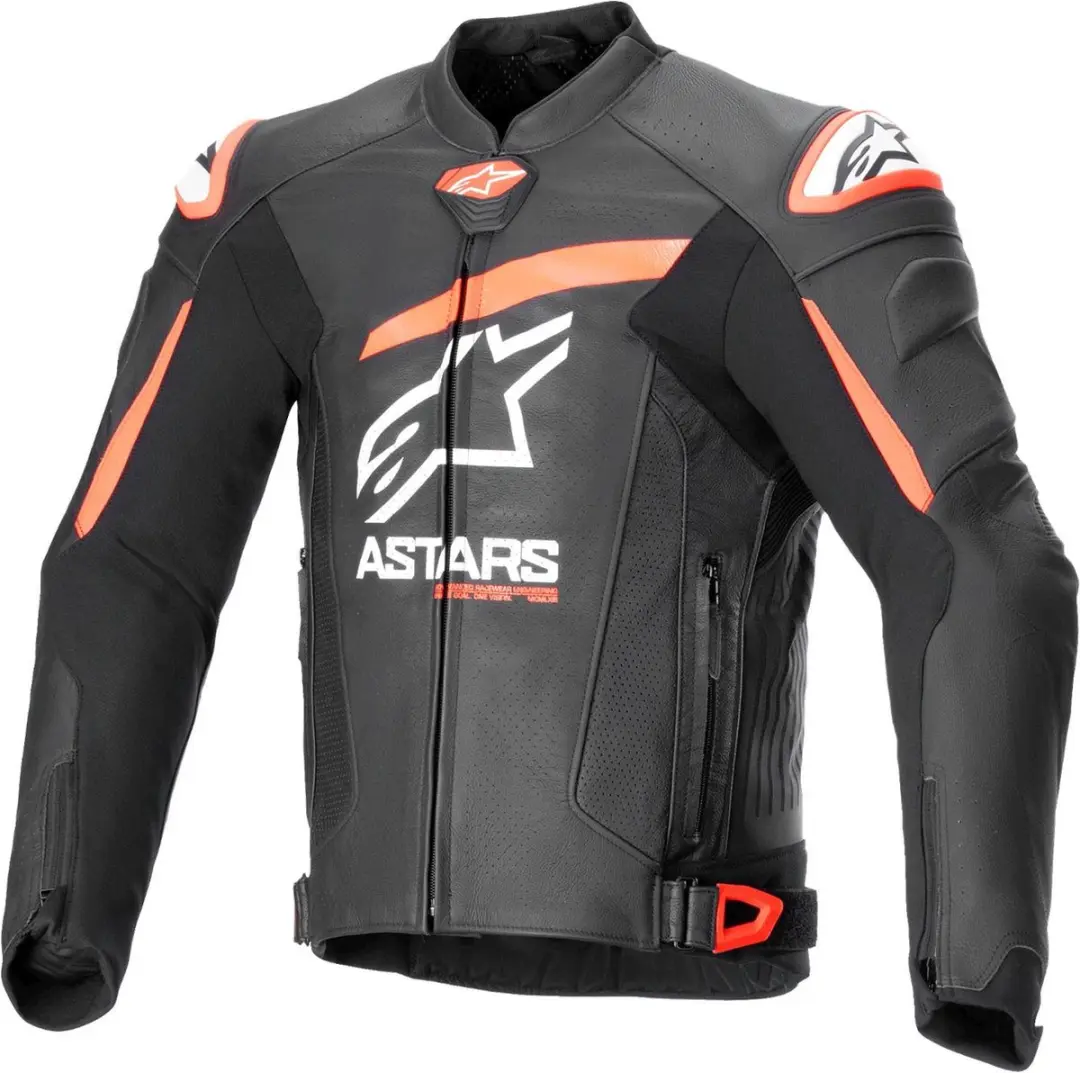 Alpinestars Gp Plus R V4 Airflow Leren Jas - Zwart/Fluo Rood/Wit