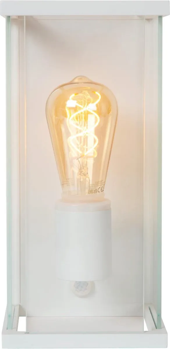 Lucide CLAIRE - Wandlamp Binnen/Buiten - 1xE27 - IP54 - Beweging & dag/nacht sensor - Wit