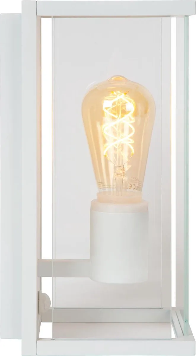 Lucide CLAIRE - Wandlamp Binnen/Buiten - 1xE27 - IP54 - Beweging & dag/nacht sensor - Wit