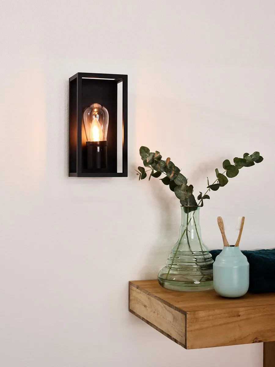 Lucide Carlyn Wandlamp E14 IP54 - Zwart - afbeelding 6 van 6