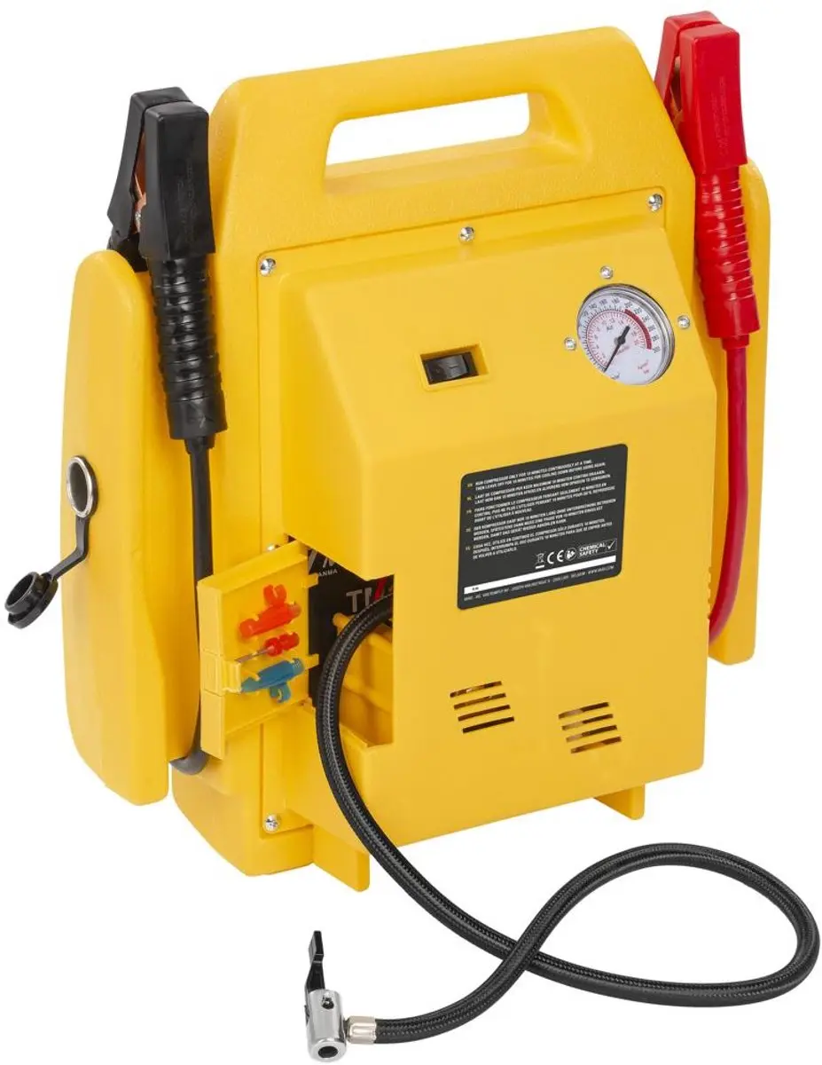Powerplus POWX411 Energiestation - 7000mAh - 17 bar Compressor - 3.6W Licht - Geel