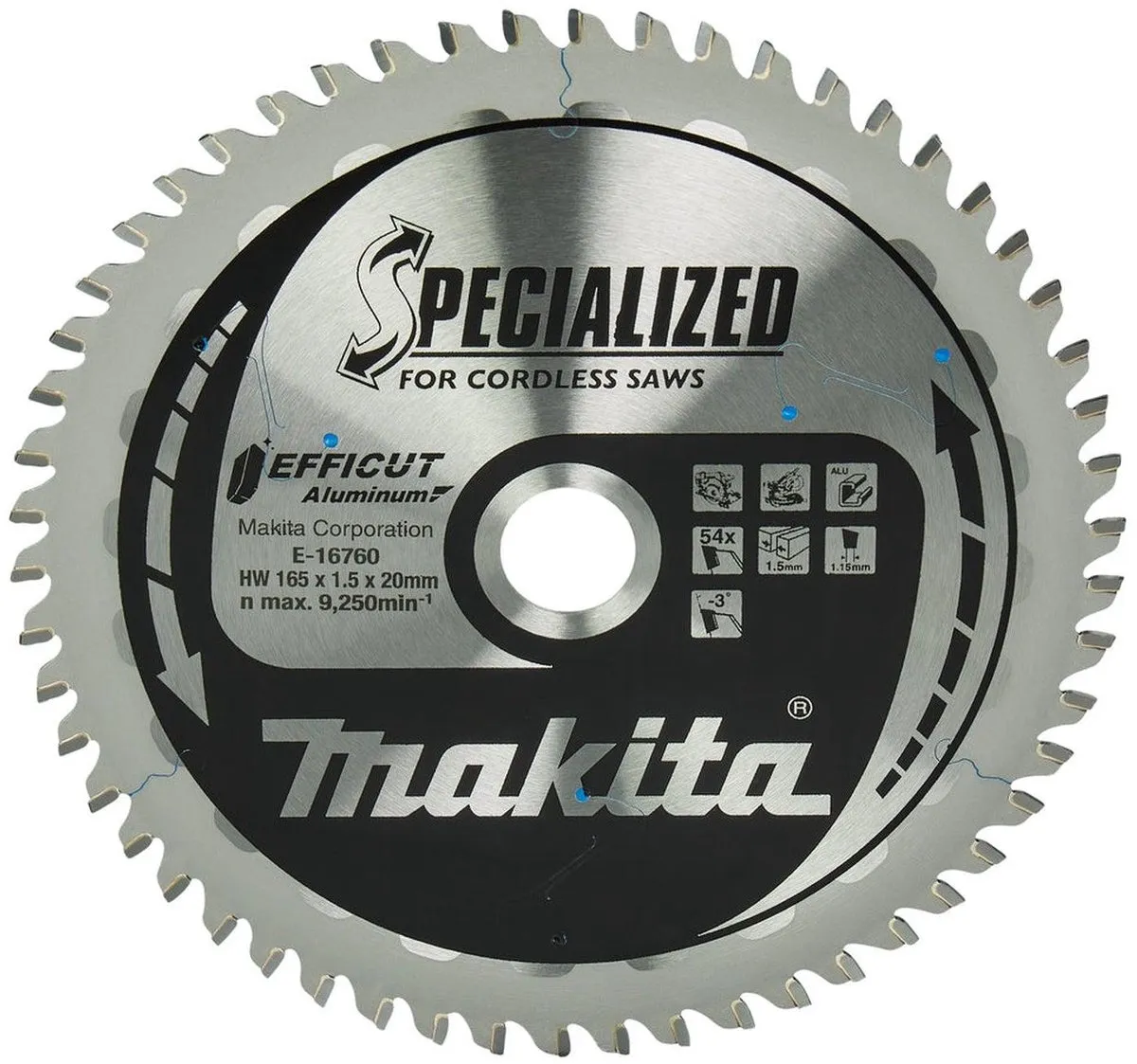 Makita E-16760 Cirkelzaagblad Aluminium 165mm - 54T