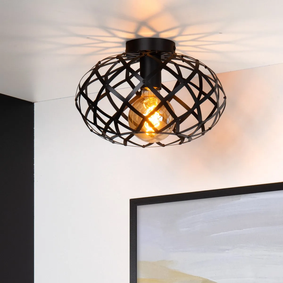 Lucide WOLFRAM Plafondlamp Ø30cm - Zwart