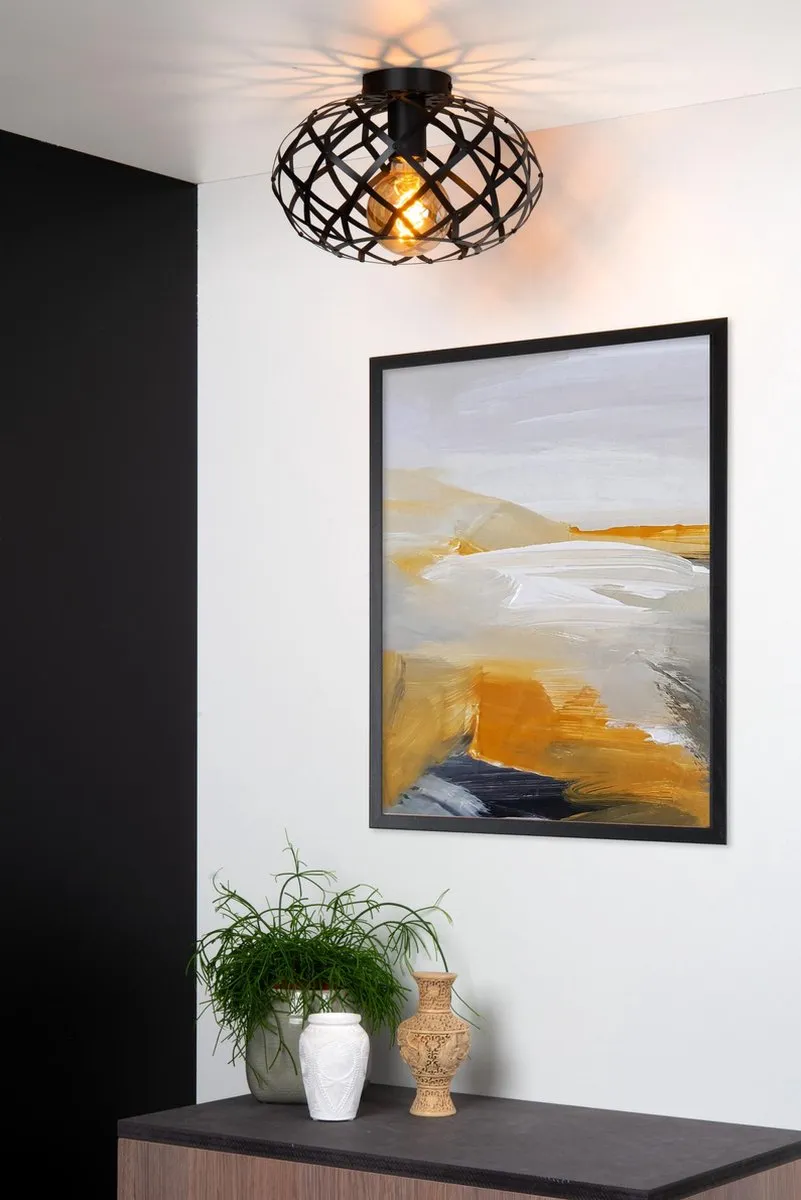Lucide WOLFRAM Plafondlamp Ø30cm - Zwart