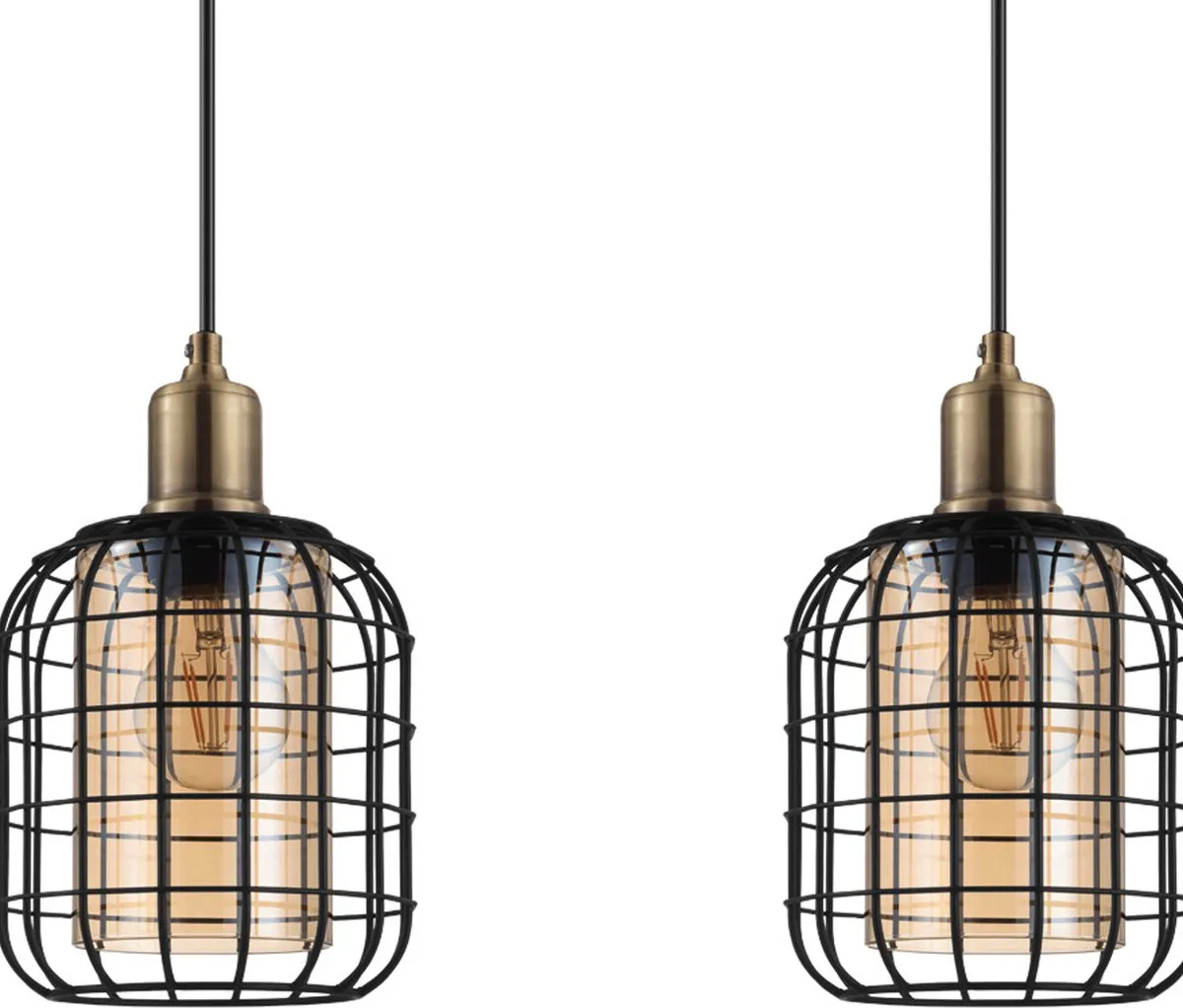Eglo Chisle Hanglamp E27 - 4 Lichtpunten - 130cm - Zwart/Amber