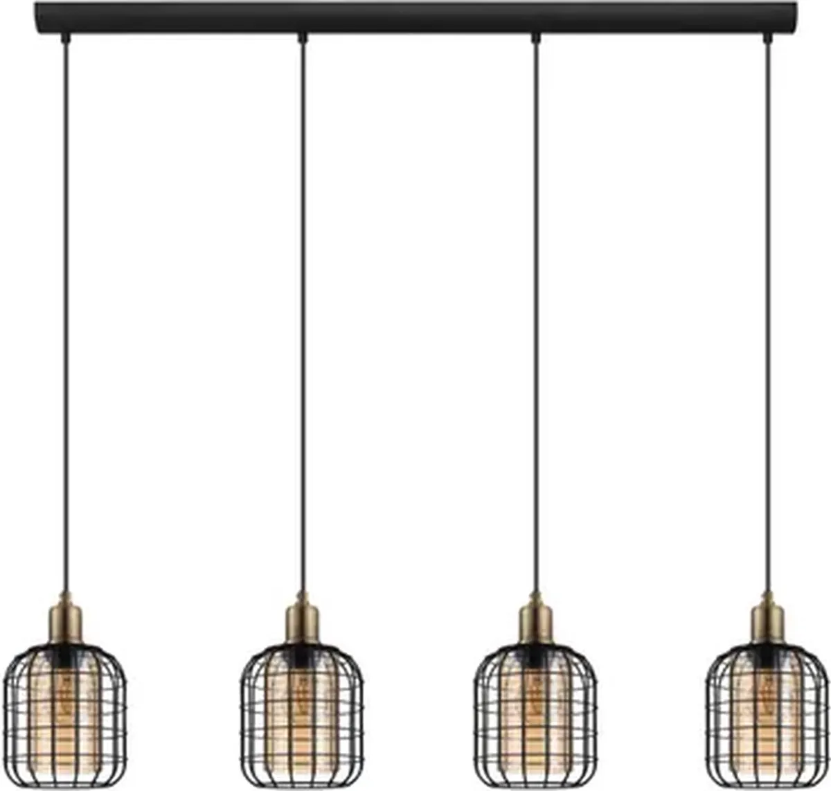 Eglo Chisle Hanglamp E27 - 4 Lichtpunten - 130cm - Zwart/Amber