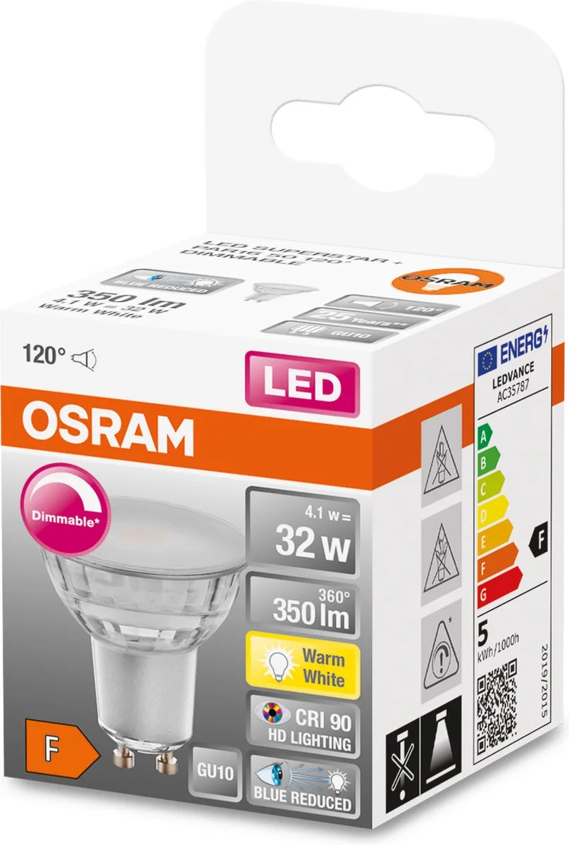 LEDVANCE OSRAM Superstar GU1 4.1W LED Lamp - Mat - 2700K - 35 Lumen