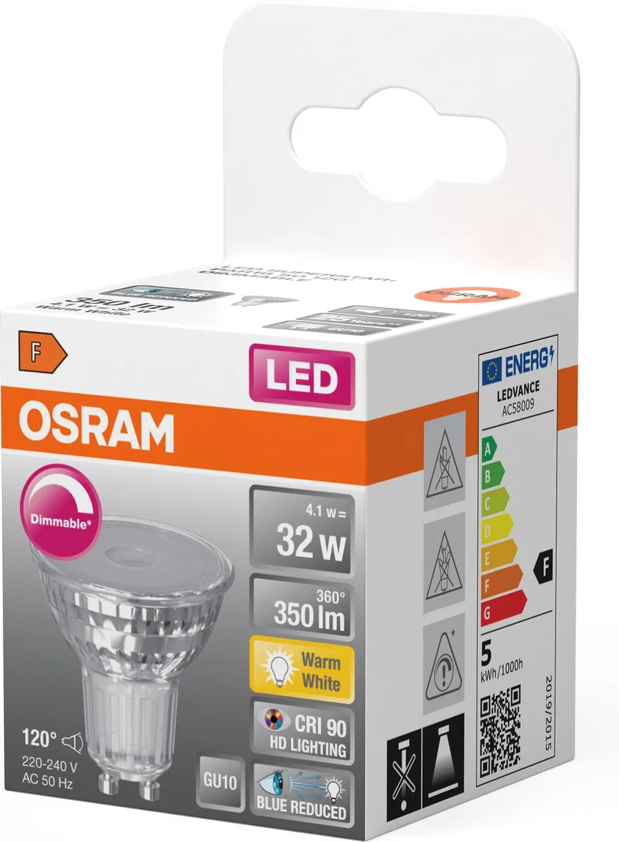 LEDVANCE OSRAM Superstar GU1 4.1W LED Lamp - Mat - 2700K - 35 Lumen
