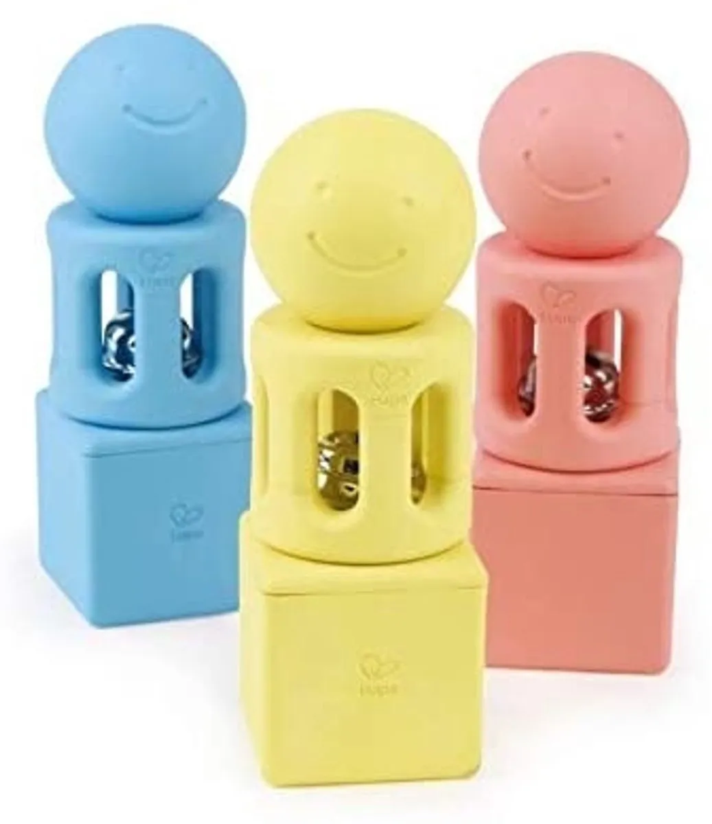 Hape Baby Rammelaars Rijst 3 Sets - 9 Stuks - Primaire Kleuren
